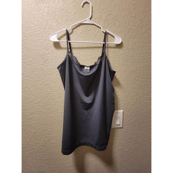 NWT White Mark Charcoal Cami Top with Lace Detail Plus Size - Picture 1 of 5